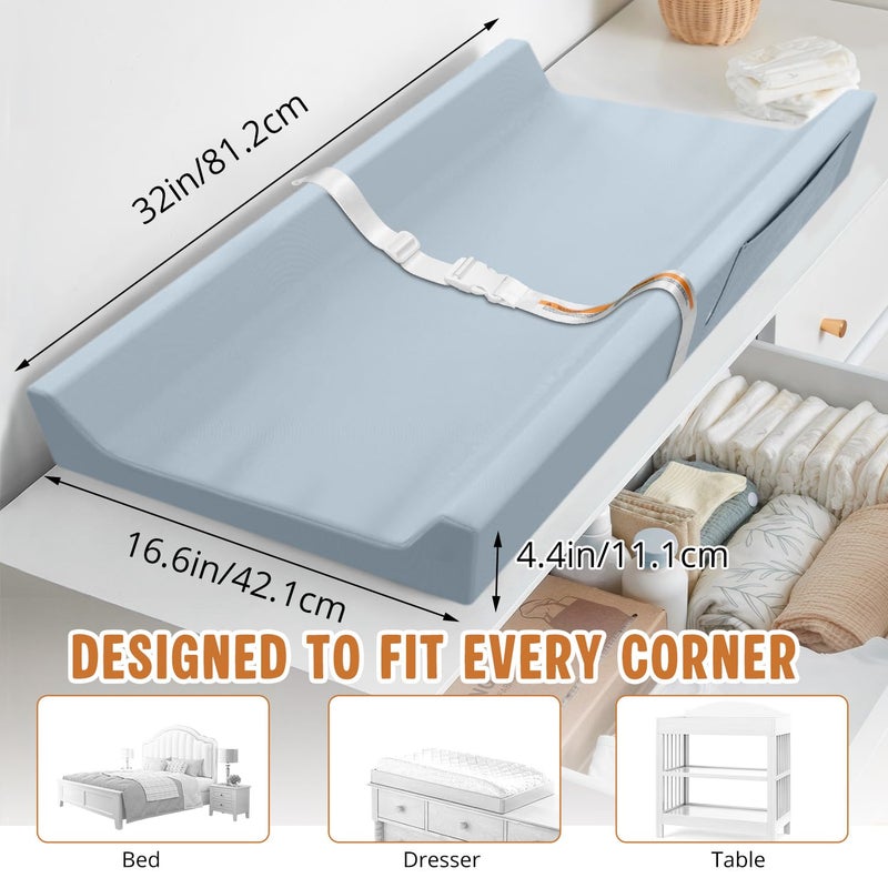 JVEOO Vegan Leather Baby Changing Pad, Waterproof & Wipeable Soft Diaper Changing Mat 32“ x 16.6" Comfortable Infant Changing Station for Dresser & Table - Image 3